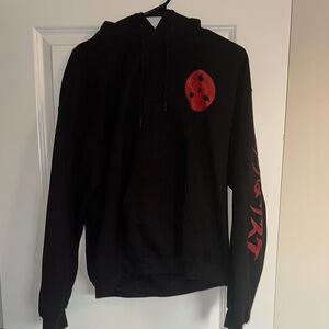 Black and Red Hoodie with Minimalist Design
